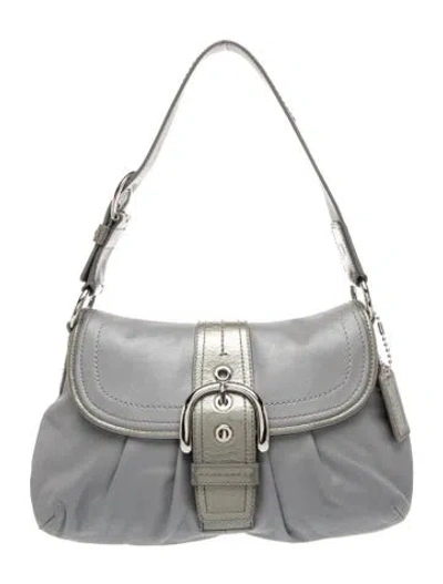 Pre-owned Coach Leather Shoulder Bag In Gray