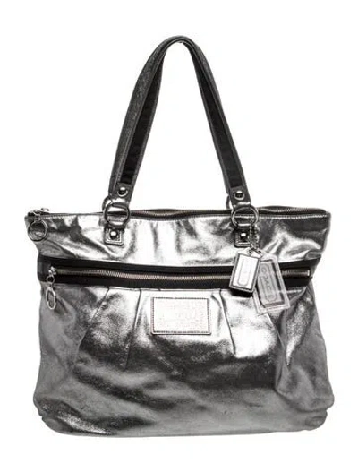 Pre-owned Coach Leather Shoulder Bag In Gray