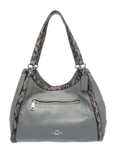 Pre-owned Coach Leather Shoulder Bag In Gray
