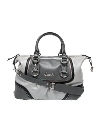 Pre-owned Coach Leather Shoulder Bag In Gray
