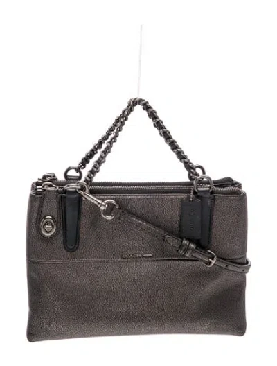 Pre-owned Coach Leather Shoulder Bag In Gray