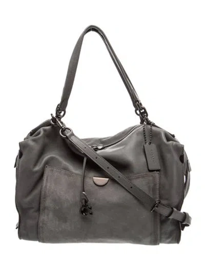 Pre-owned Coach Leather Shoulder Bag In Gray