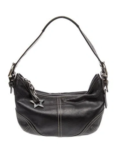 Pre-owned Coach Leather Shoulder Bag In Gray