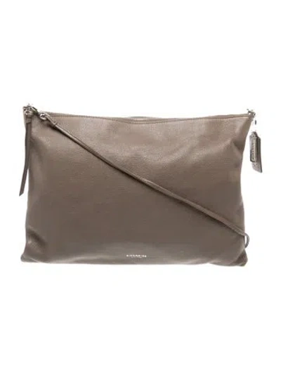Pre-owned Coach Leather Shoulder Bag In Gray