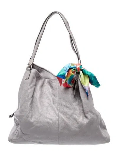Pre-owned Coach Leather Shoulder Bag In Gray