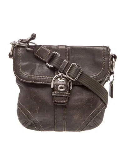 Pre-owned Coach Leather Shoulder Bag In Gray