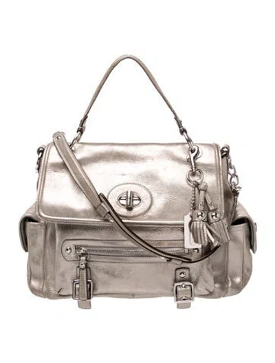 Pre-owned Coach Leather Shoulder Bag In Gray