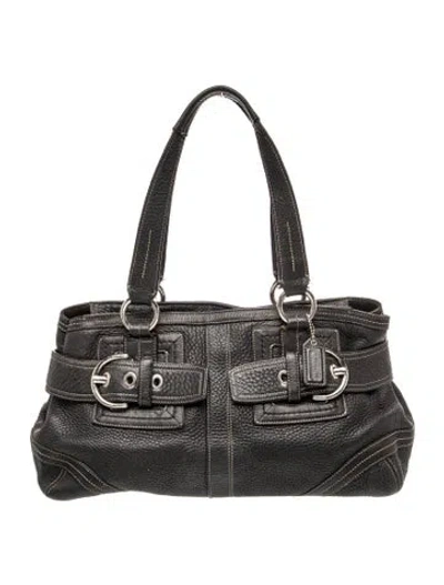 Pre-owned Coach Leather Shoulder Bag In Gray