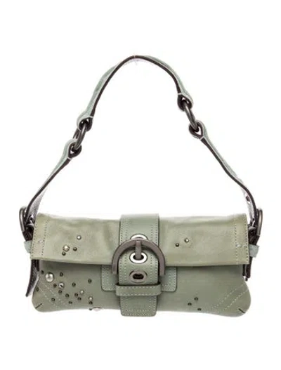 Pre-owned Coach Leather Shoulder Bag In Gray