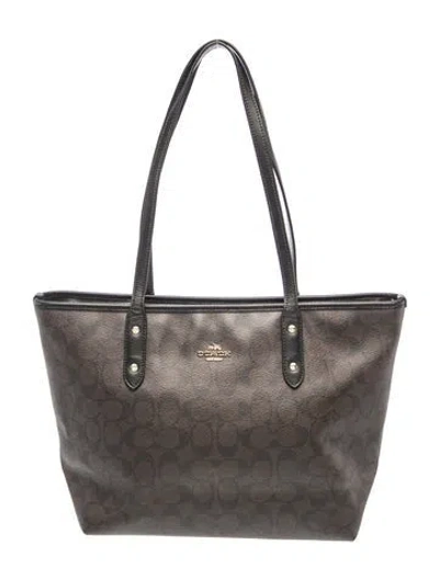 Pre-owned Coach Leather Shoulder Bag In Gray
