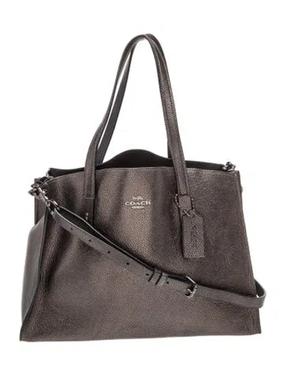 Pre-owned Coach Leather Shoulder Bag In Gray
