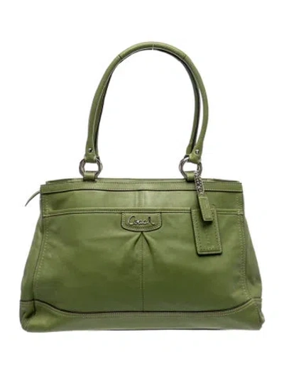 Pre-owned Coach Leather Shoulder Bag In Green