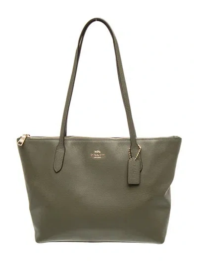 Pre-owned Coach Leather Shoulder Bag In Green
