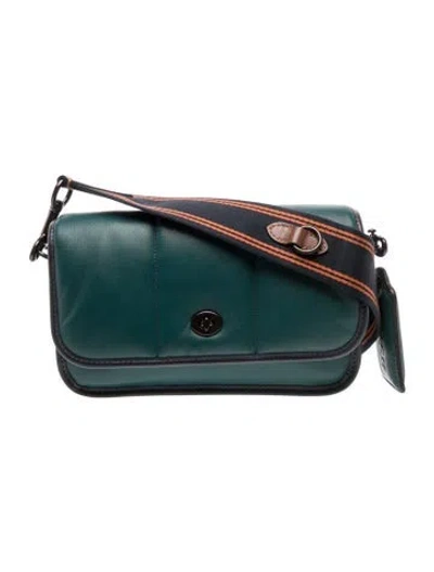 Pre-owned Coach Leather Shoulder Bag In Green