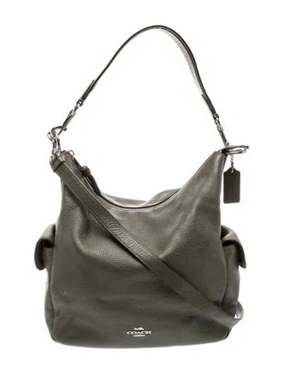 Pre-owned Coach Leather Shoulder Bag In Green