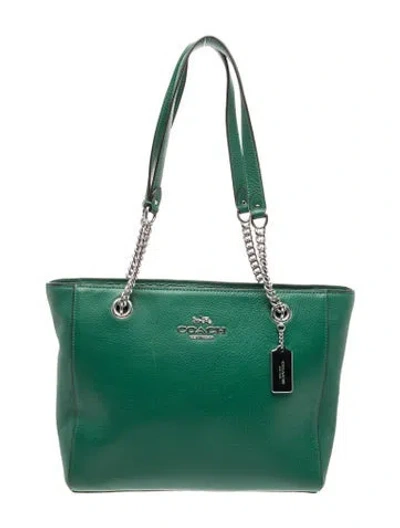 Pre-owned Coach Leather Shoulder Bag In Green