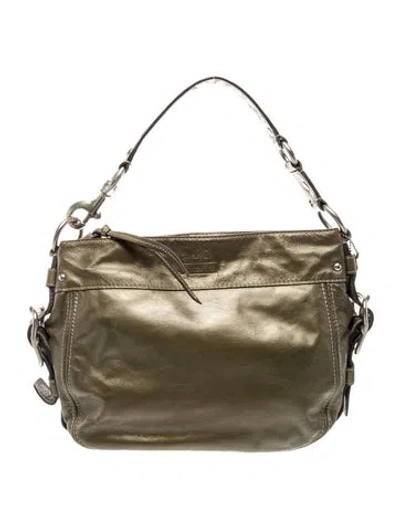 Pre-owned Coach Leather Shoulder Bag In Green