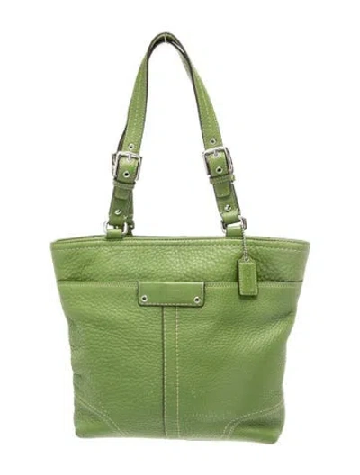 Pre-owned Coach Leather Shoulder Bag In Green
