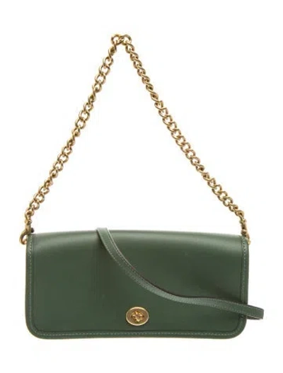 Pre-owned Coach Leather Shoulder Bag In Green