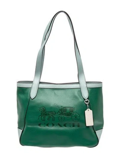 Pre-owned Coach Leather Shoulder Bag In Green