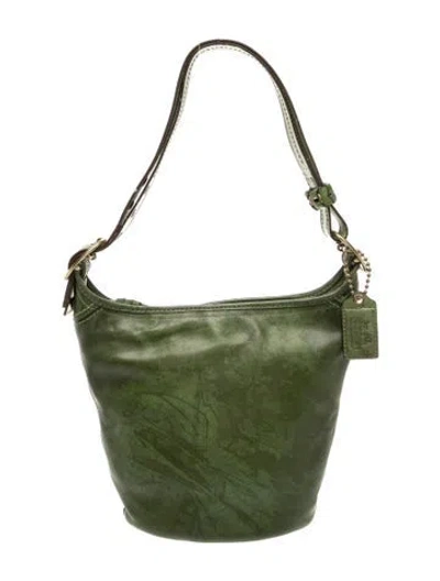 Pre-owned Coach Leather Shoulder Bag In Green