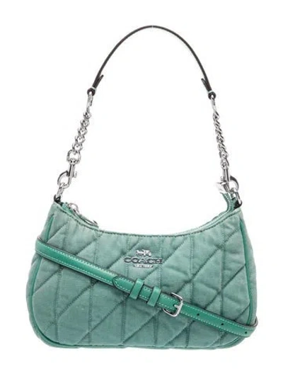 Pre-owned Coach Leather Shoulder Bag In Green