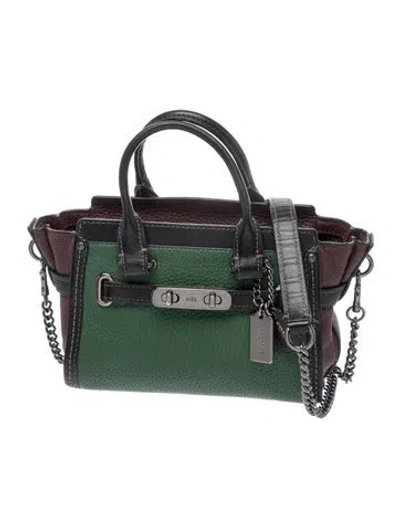Pre-owned Coach Leather Shoulder Bag In Green
