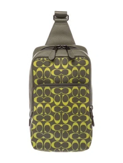 Pre-owned Coach Leather Shoulder Bag In Green