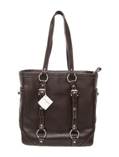 Pre-owned Coach Leather Shoulder Bag In Grey