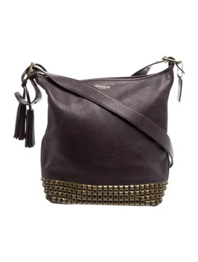 Pre-owned Coach Leather Shoulder Bag In Grey