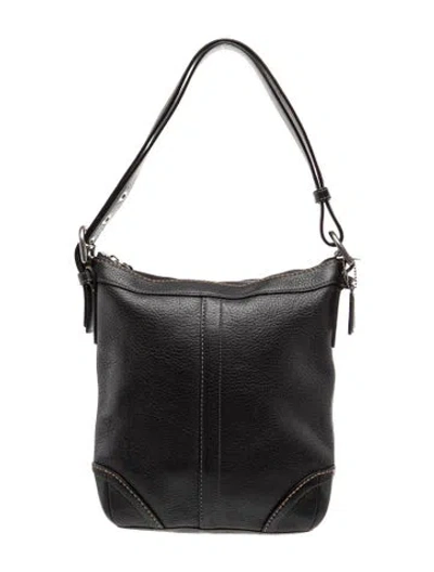 Pre-owned Coach Leather Shoulder Bag In Grey
