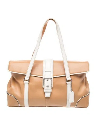 Pre-owned Coach Leather Shoulder Bag In Neutral