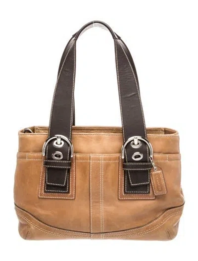 Pre-owned Coach Leather Shoulder Bag In Neutral