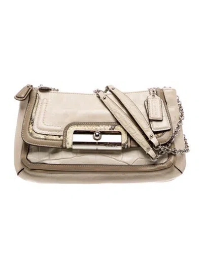 Pre-owned Coach Leather Shoulder Bag In Neutral