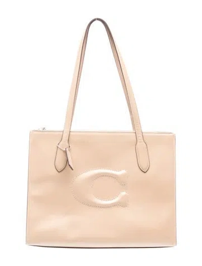 Pre-owned Coach Leather Shoulder Bag In Neutral