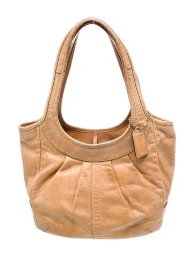Pre-owned Coach Leather Shoulder Bag In Neutral
