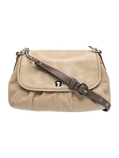 Pre-owned Coach Leather Shoulder Bag In Neutral