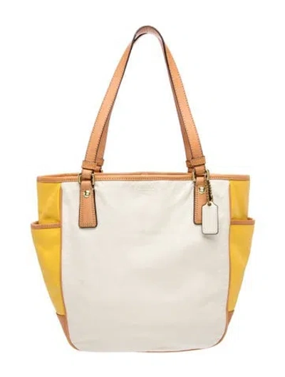 Pre-owned Coach Leather Shoulder Bag In Neutral