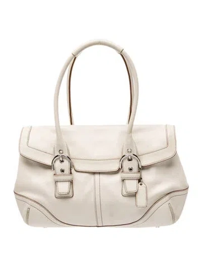 Pre-owned Coach Leather Shoulder Bag In Neutral