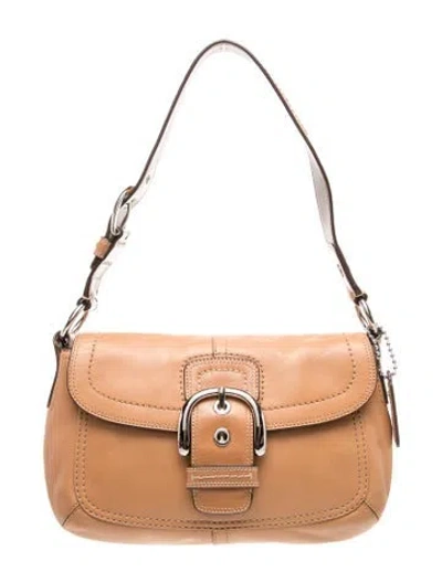 Pre-owned Coach Leather Shoulder Bag In Neutral