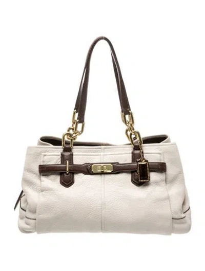 Pre-owned Coach Leather Shoulder Bag In Neutral