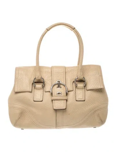 Pre-owned Coach Leather Shoulder Bag In Neutrals