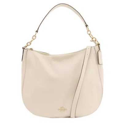 Pre-owned Coach Leather Shoulder Bag () In White