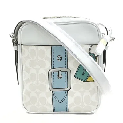 Pre-owned Coach Leather Shoulder Bag () In White