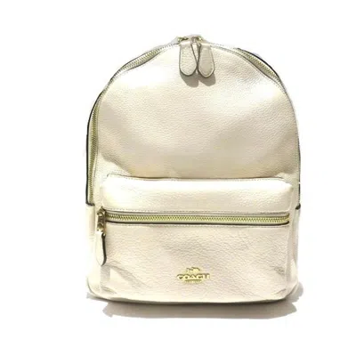 Pre-owned Coach Leather Shoulder Bag () In White