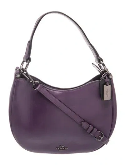 Pre-owned Coach Leather Shoulder Bag In Purple