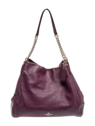 Pre-owned Coach Leather Shoulder Bag In Purple
