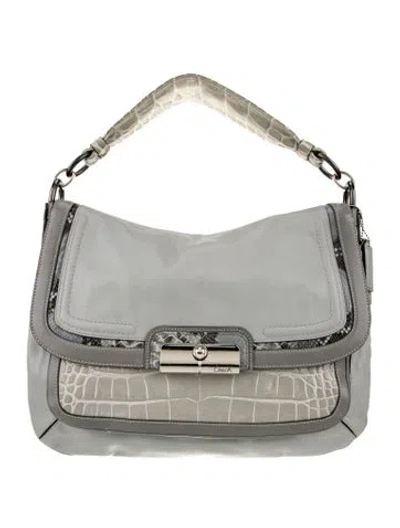 Pre-owned Coach Leather Shoulder Bag In Silver