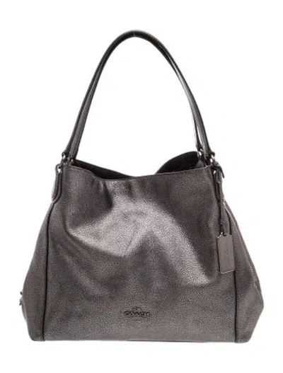 Pre-owned Coach Leather Shoulder Bag In Silver