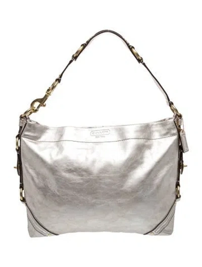 Pre-owned Coach Leather Shoulder Bag In Silver